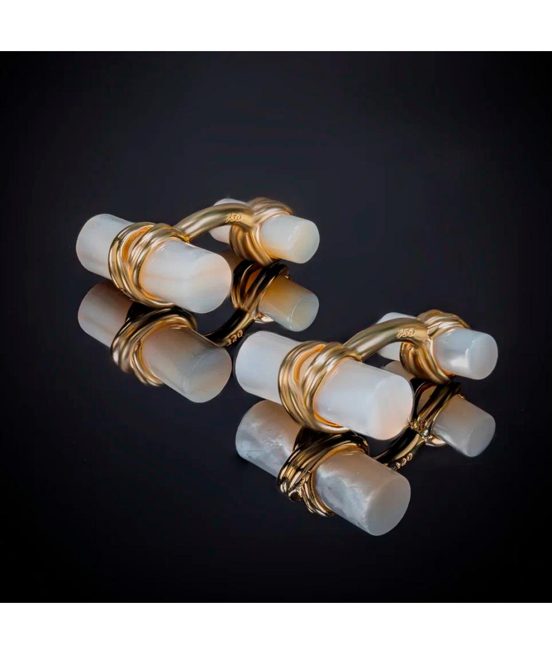 TIFFANY&CO Белые запонки из желтого золота, фото 2