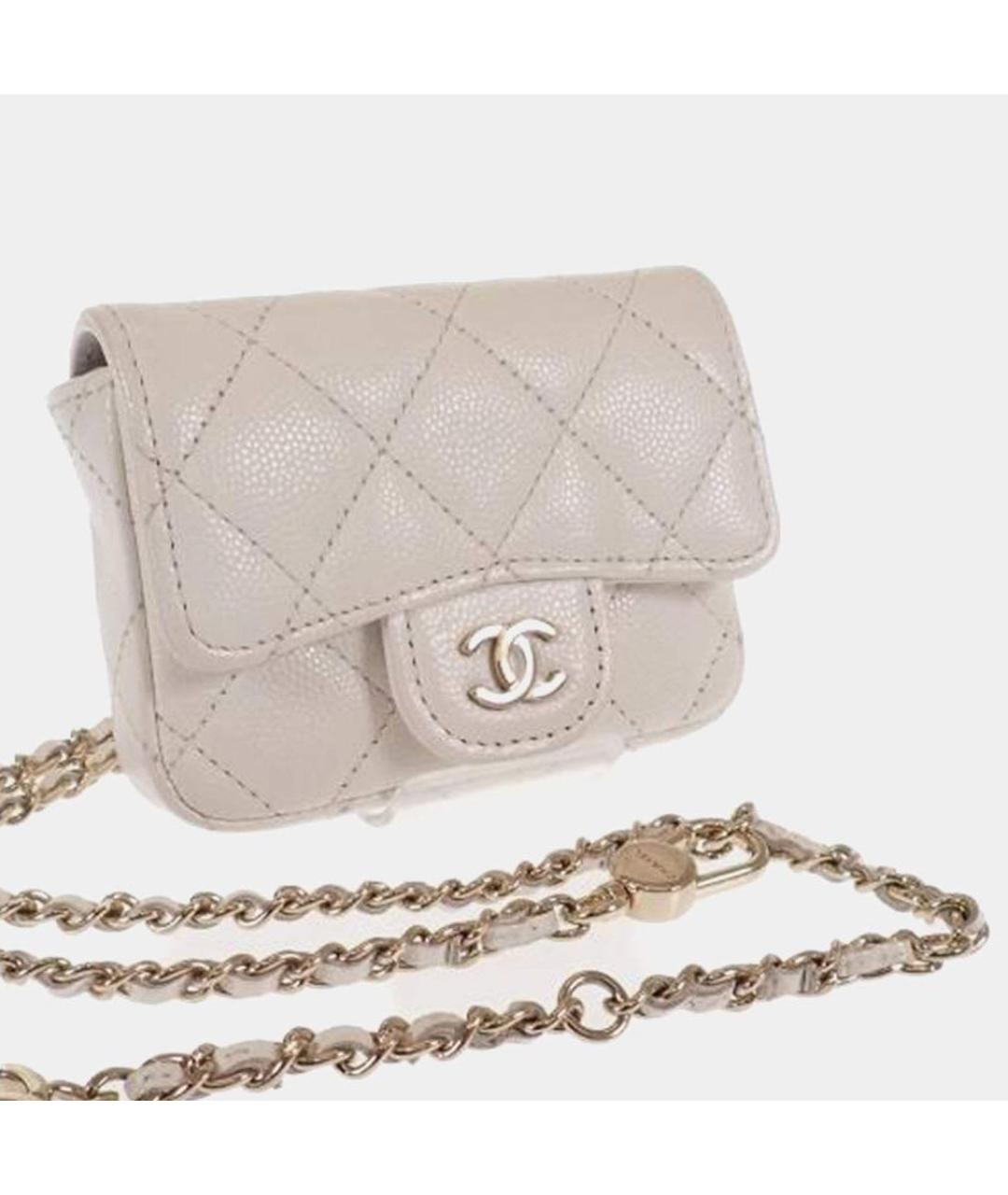 CHANEL Бежевая кожаная поясная сумка, фото 7