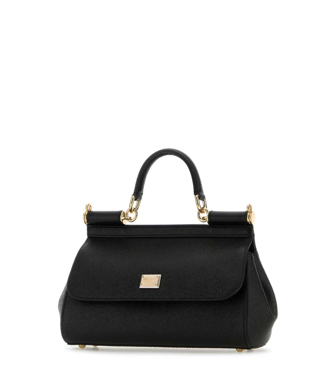 DOLCE&GABBANA Черная кожаная сумка с короткими ручками, фото 3