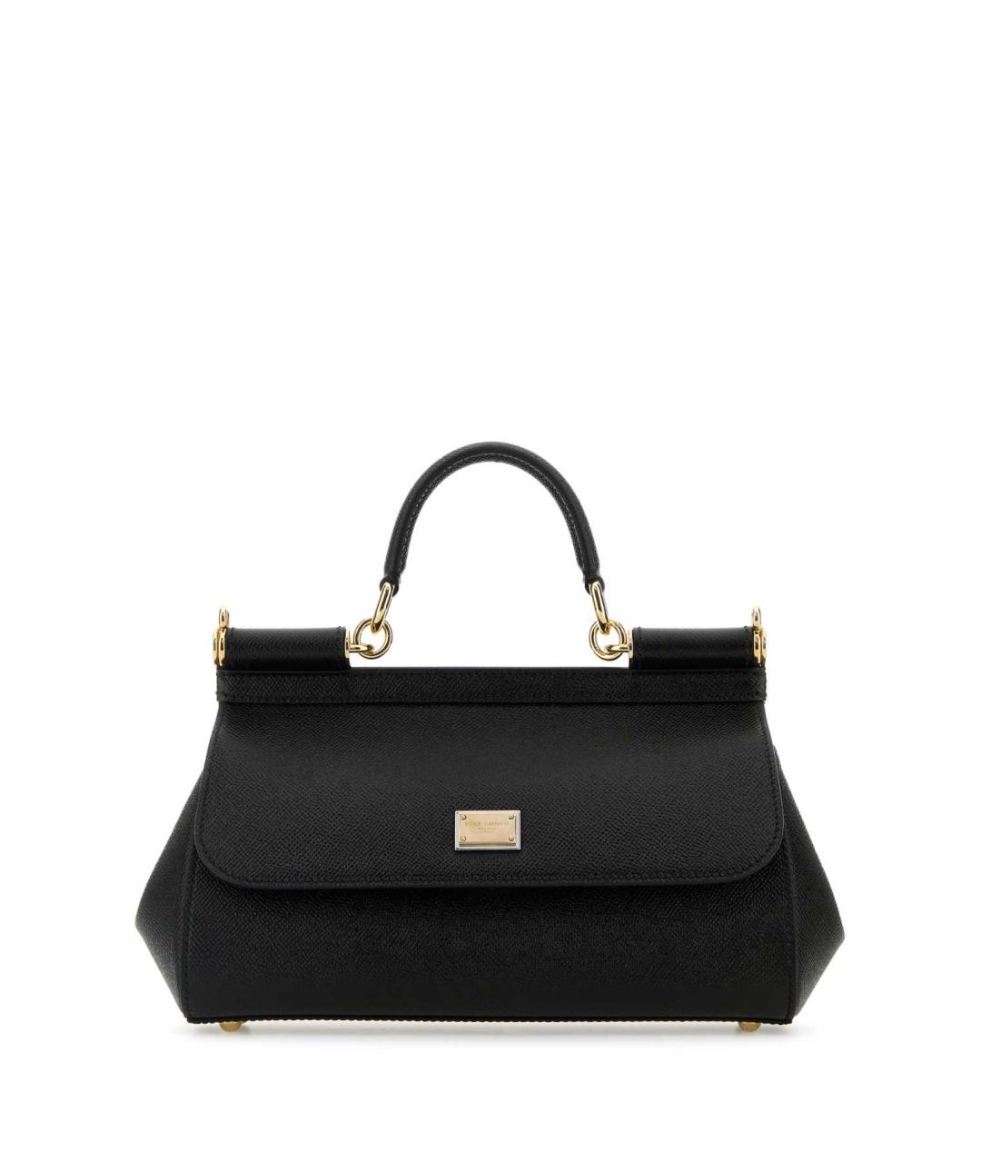 DOLCE&GABBANA Черная кожаная сумка с короткими ручками, фото 1