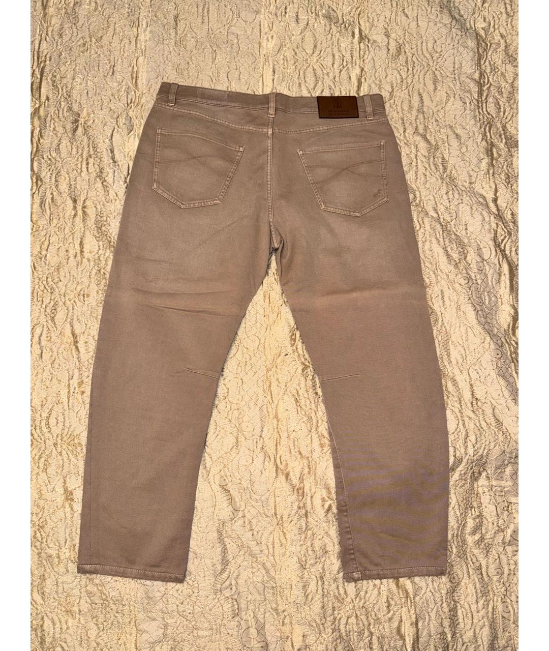 BRUNELLO CUCINELLI Бежевые хлопковые прямые джинсы, фото 4