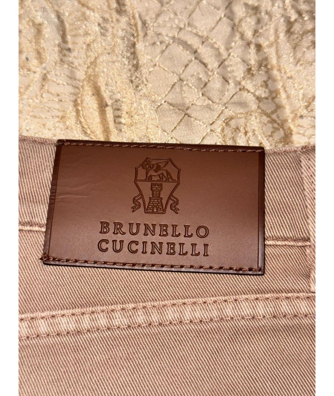 BRUNELLO CUCINELLI Бежевые хлопковые прямые джинсы, фото 3