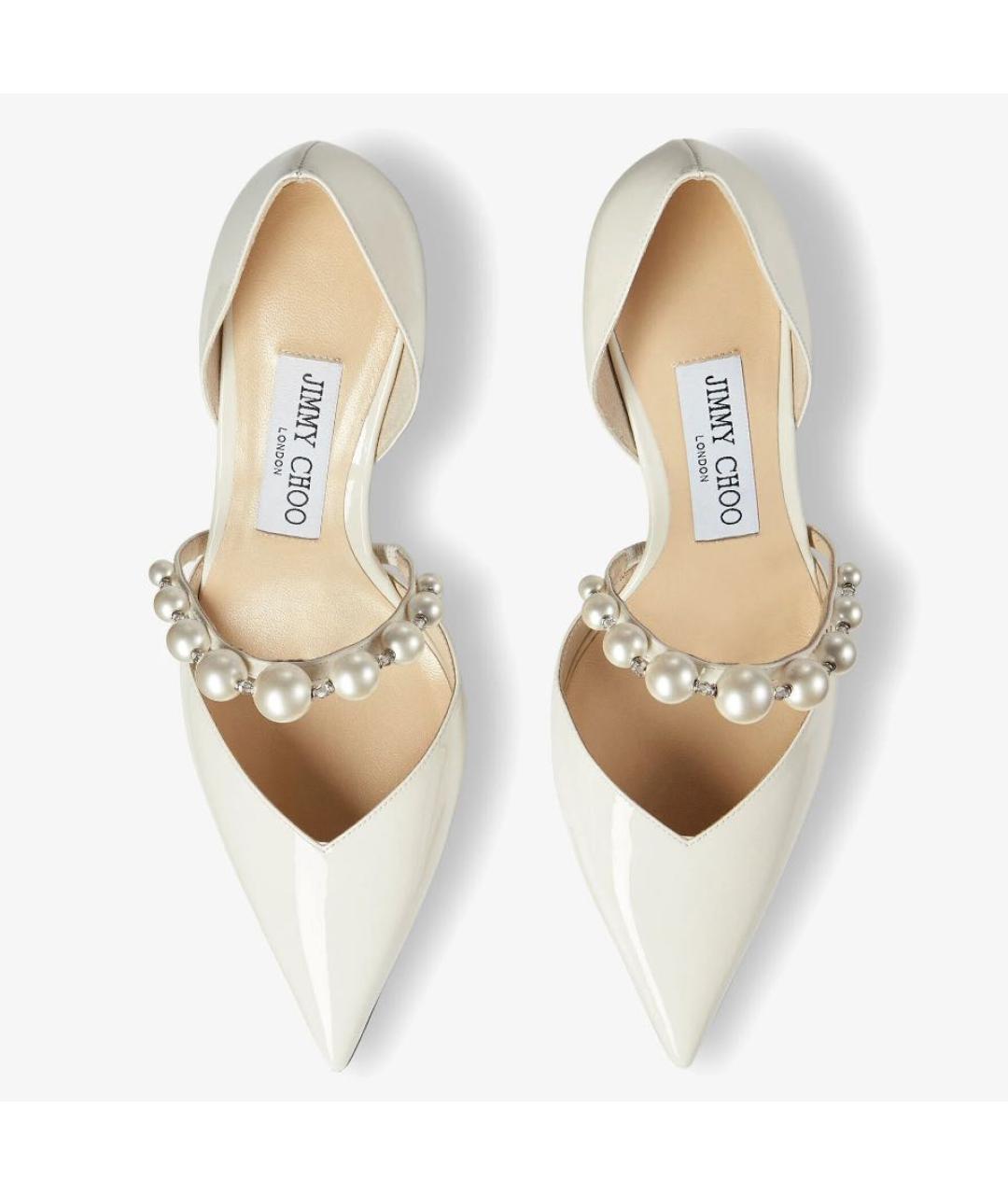 JIMMY CHOO Белые туфли из лакированной кожи, фото 4