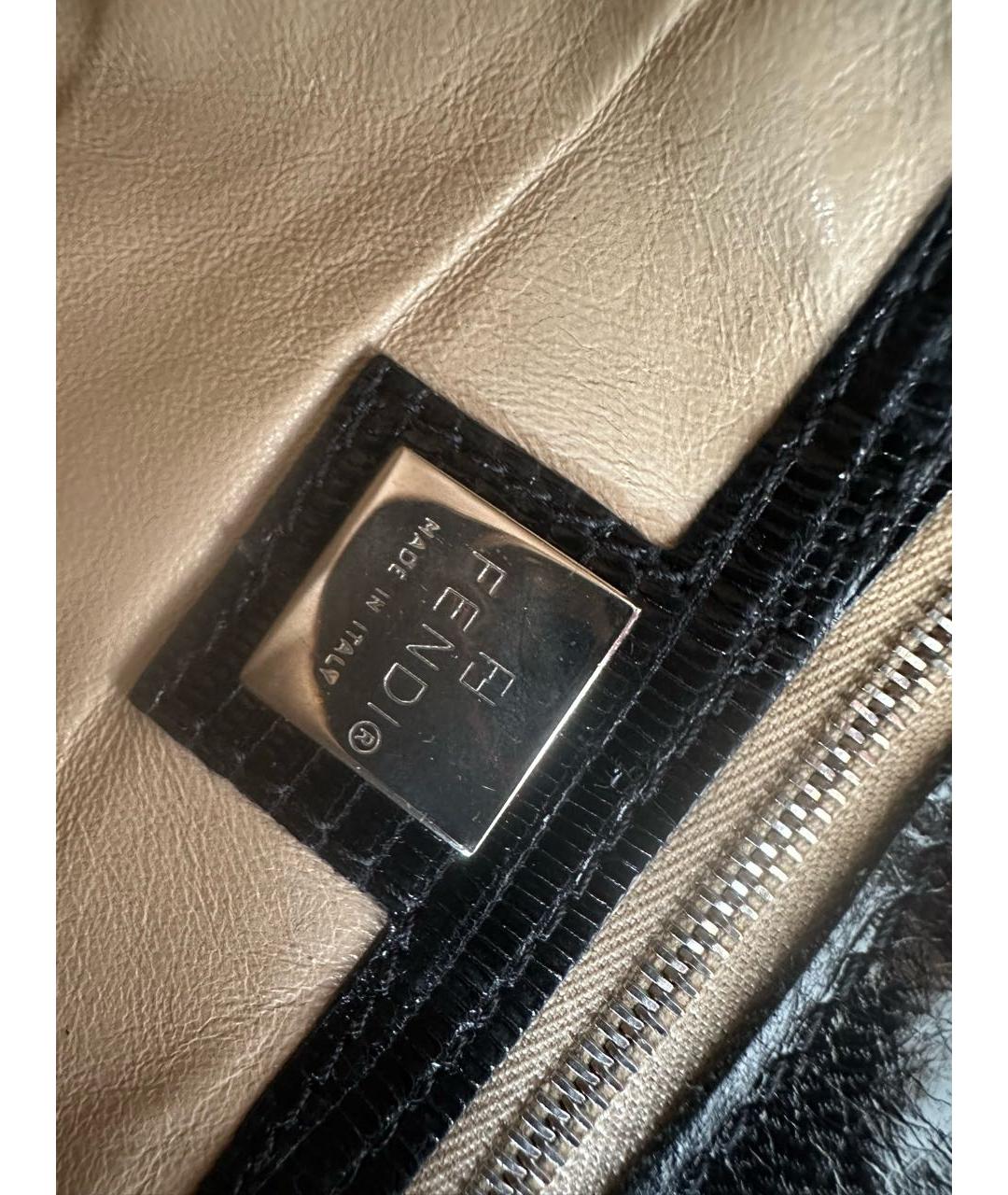 FENDI Черная кожаная сумка тоут, фото 4
