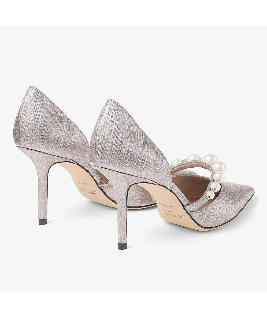 JIMMY CHOO Серебряные текстильные туфли, фото 5