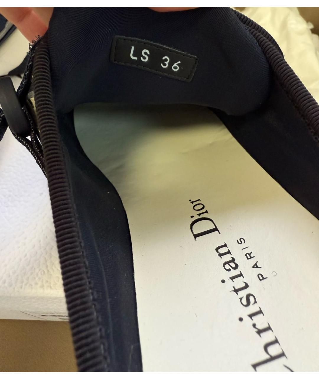 CHRISTIAN DIOR Темно-синие текстильные мюли, фото 8