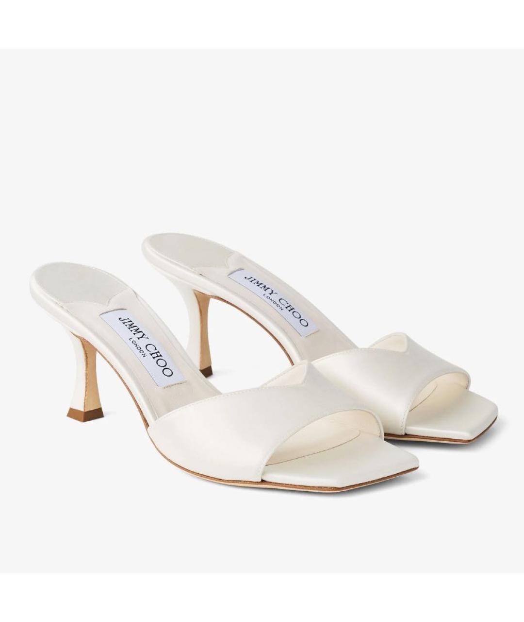 JIMMY CHOO Белые текстильные мюли, фото 3