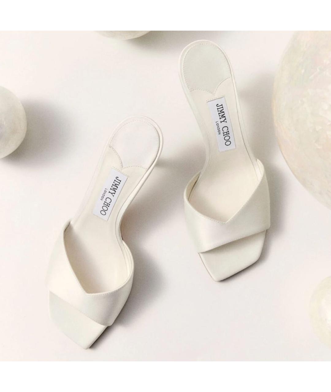 JIMMY CHOO Белые текстильные мюли, фото 6