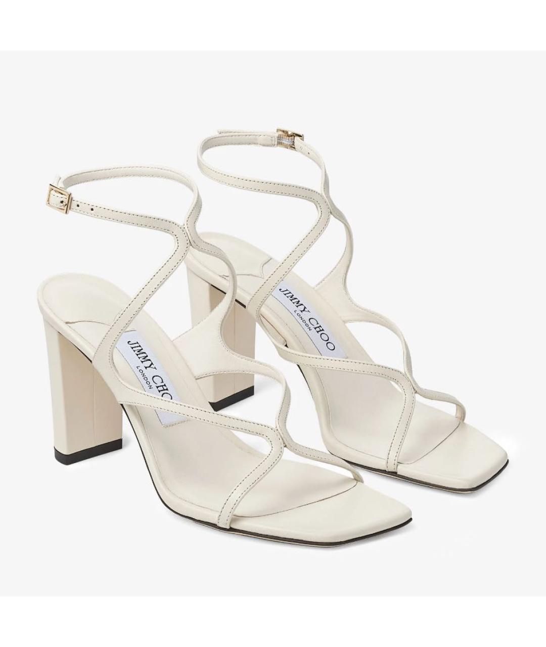 JIMMY CHOO Белые кожаные босоножки, фото 3