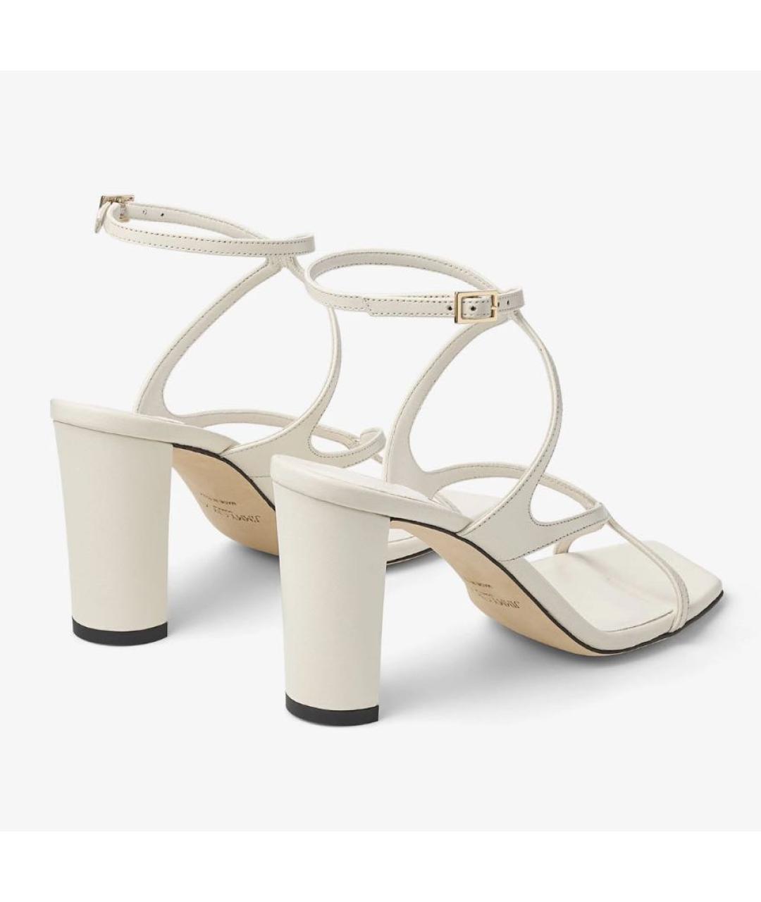 JIMMY CHOO Белые кожаные босоножки, фото 6