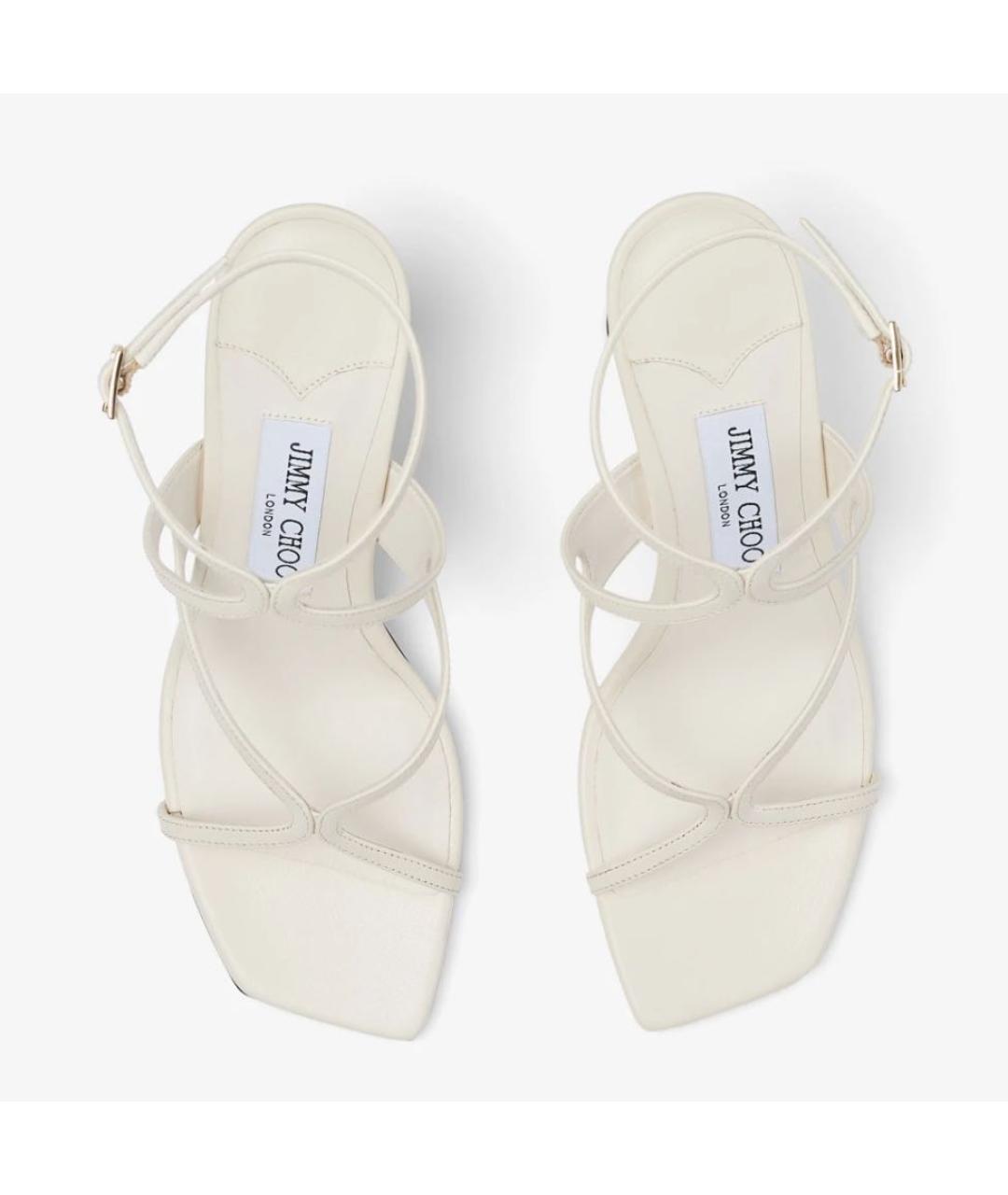 JIMMY CHOO Белые кожаные босоножки, фото 5