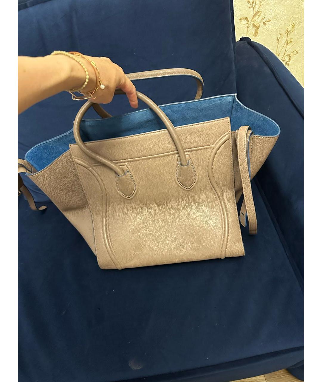 CELINE Коричневая кожаная сумка тоут, фото 3