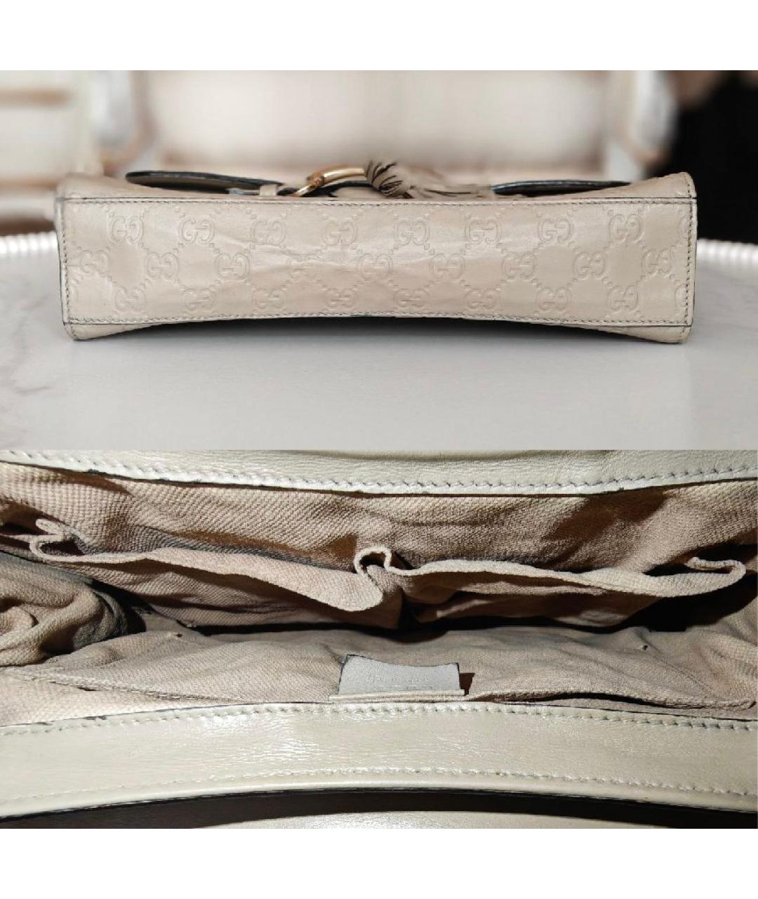 GUCCI Бежевая кожаная сумка с короткими ручками, фото 7