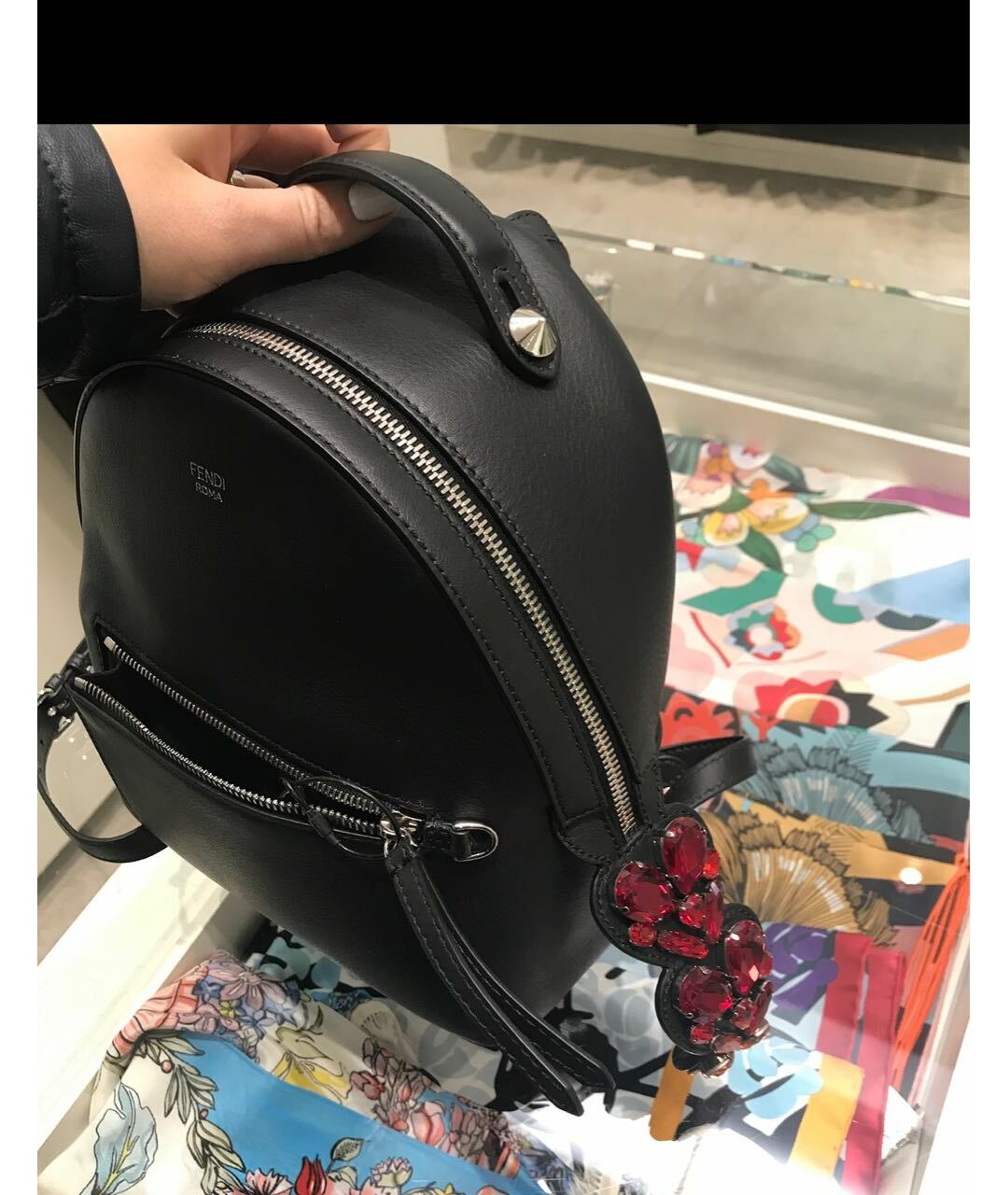 FENDI Черный кожаный рюкзак, фото 2