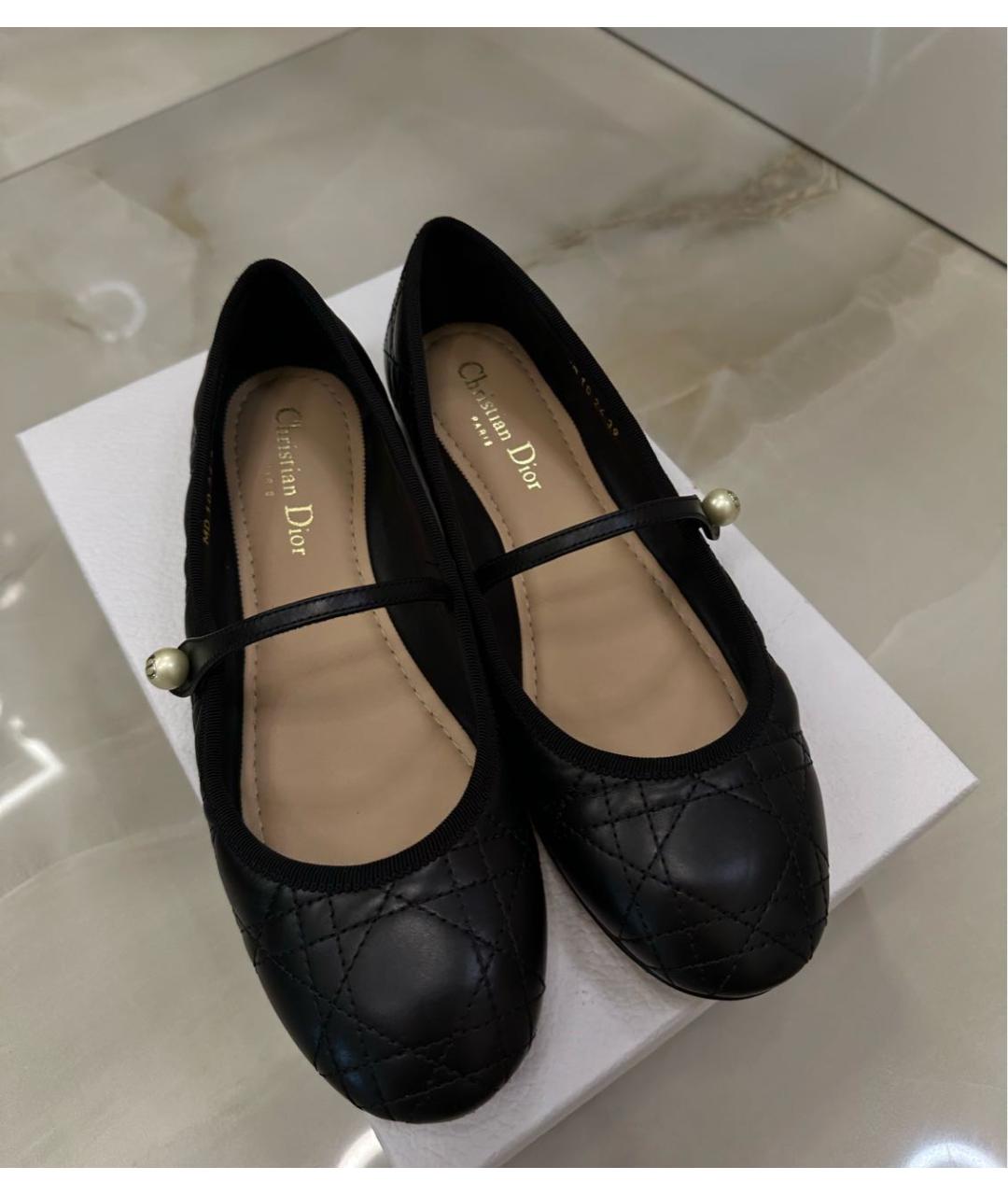 CHRISTIAN DIOR Черные кожаные балетки, фото 2