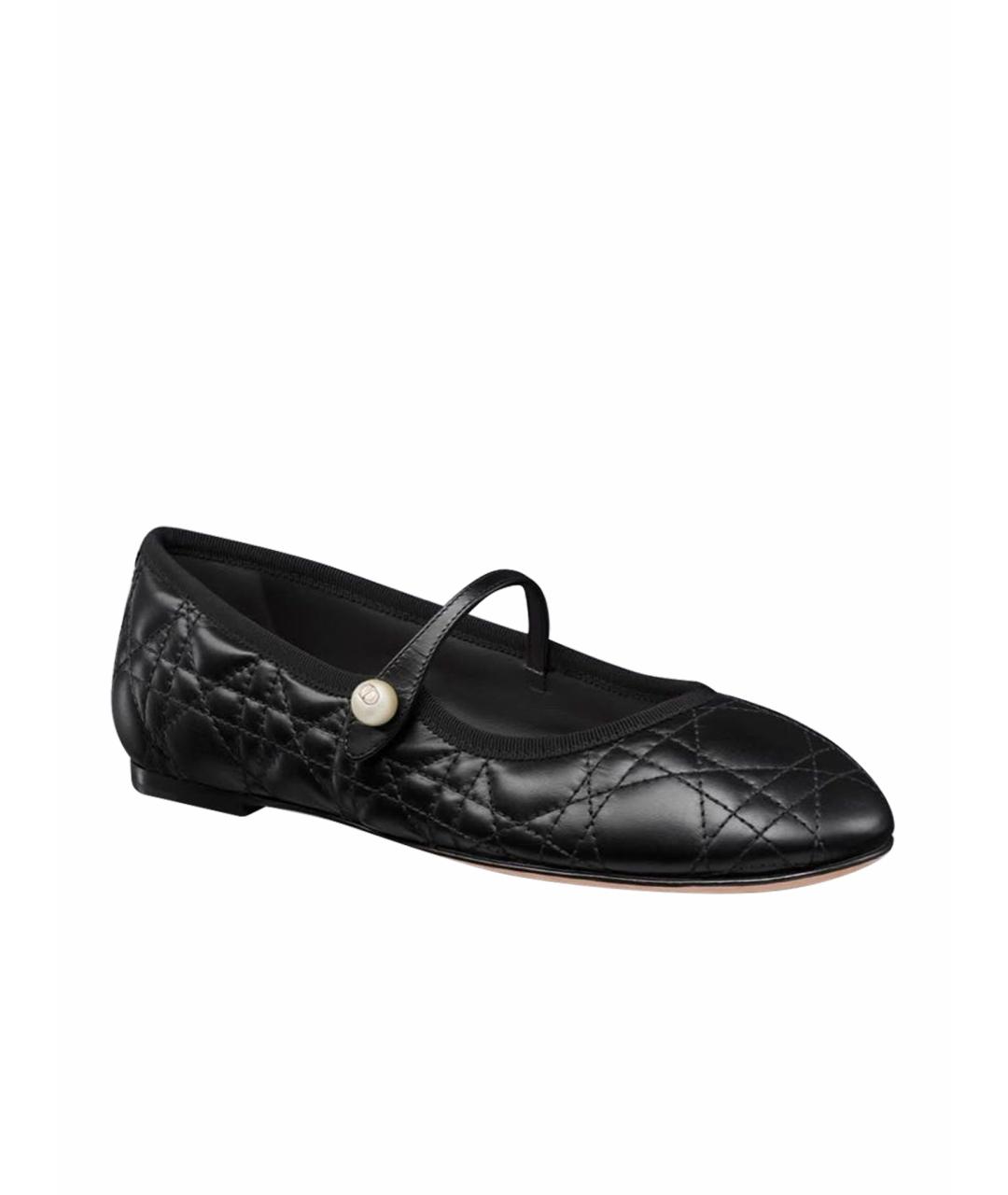 CHRISTIAN DIOR Черные кожаные балетки, фото 1