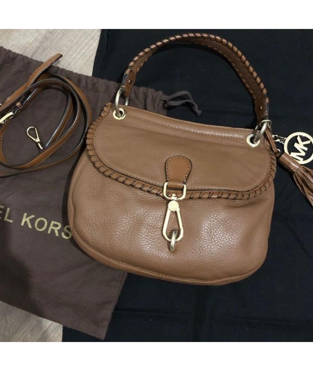 MICHAEL KORS Коричневая кожаная сумка через плечо, фото 6