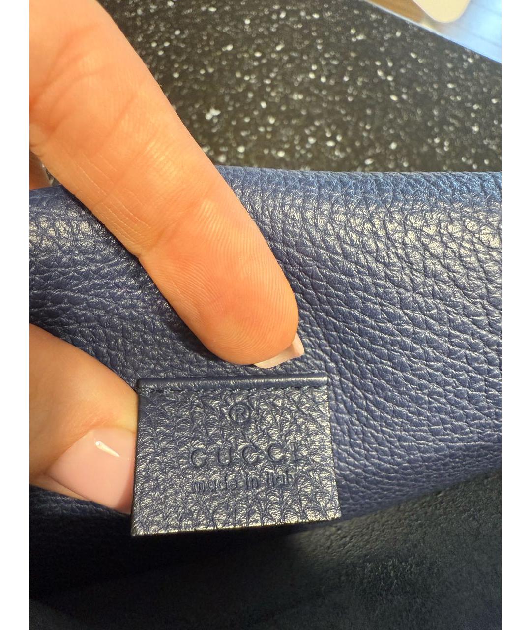 GUCCI Темно-синяя кожаная сумка через плечо, фото 5