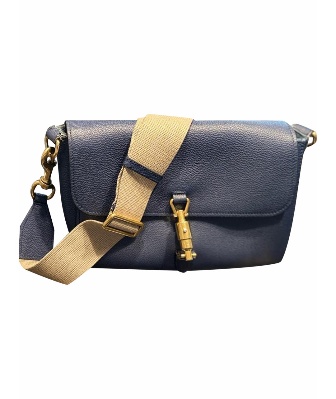 GUCCI Темно-синяя кожаная сумка через плечо, фото 1