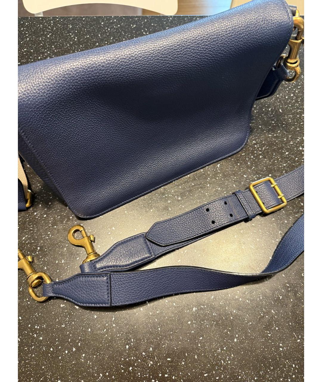 GUCCI Темно-синяя кожаная сумка через плечо, фото 3