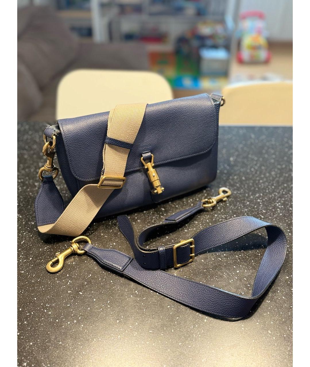 GUCCI Темно-синяя кожаная сумка через плечо, фото 9