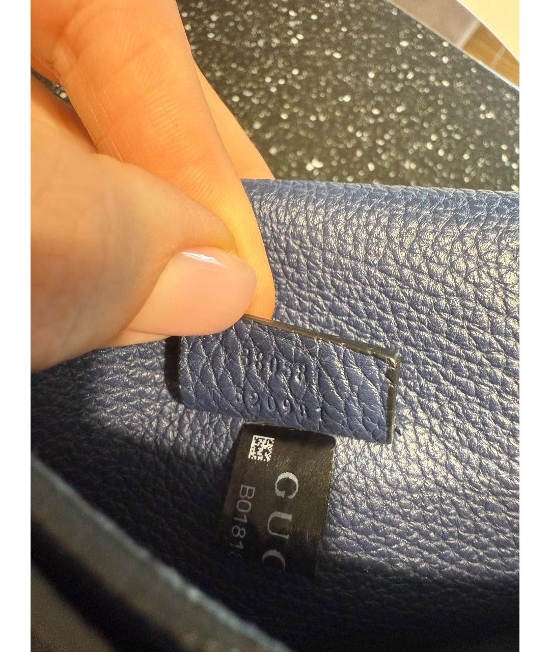 GUCCI Темно-синяя кожаная сумка через плечо, фото 6