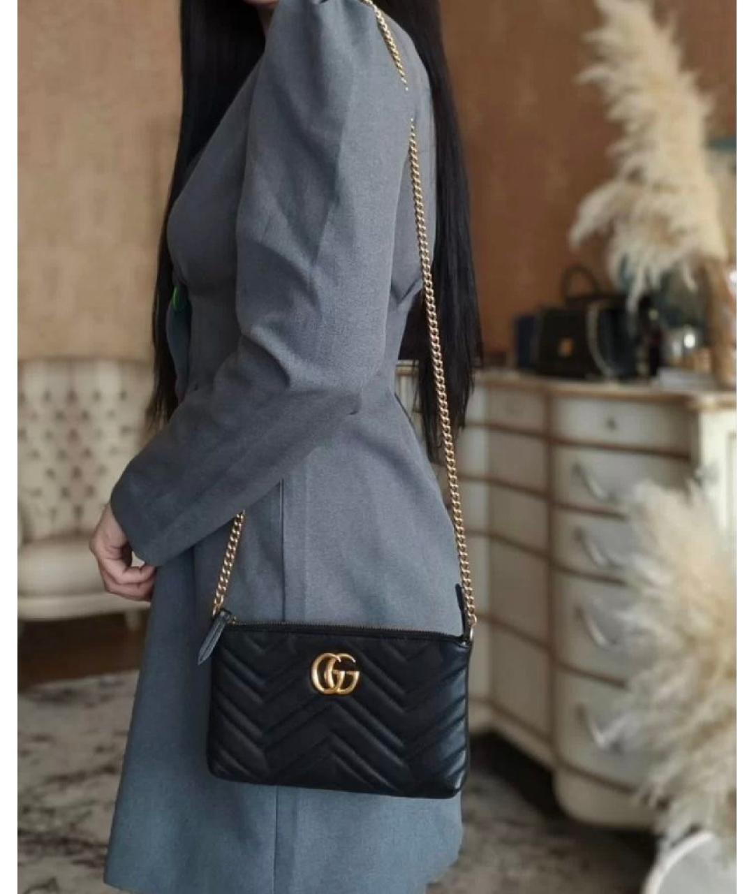 GUCCI Черная кожаная сумка с короткими ручками, фото 5