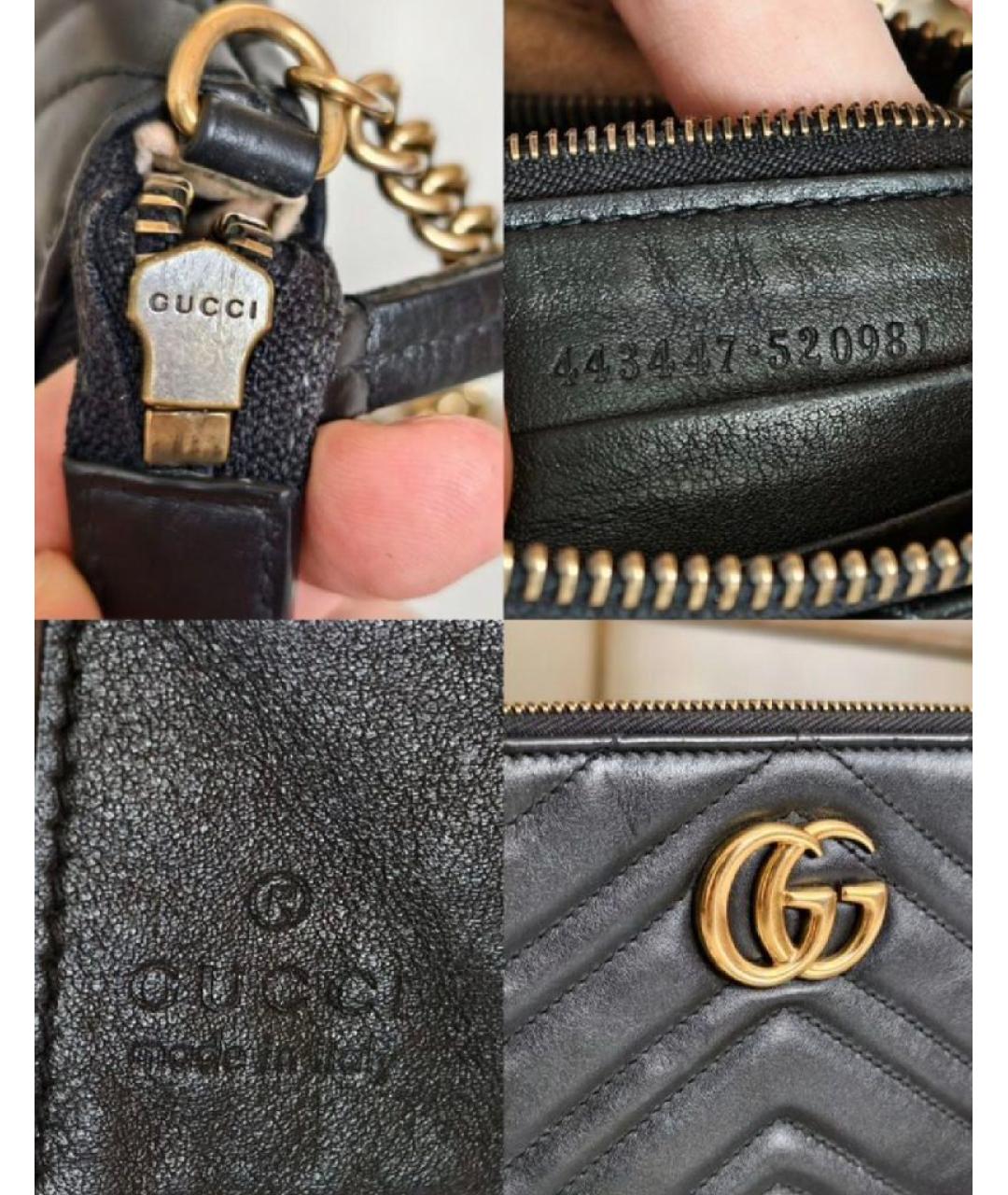 GUCCI Черная кожаная сумка с короткими ручками, фото 6