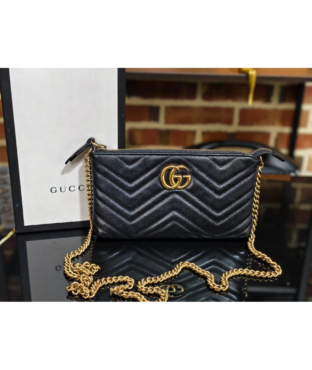 GUCCI Черная кожаная сумка с короткими ручками, фото 8