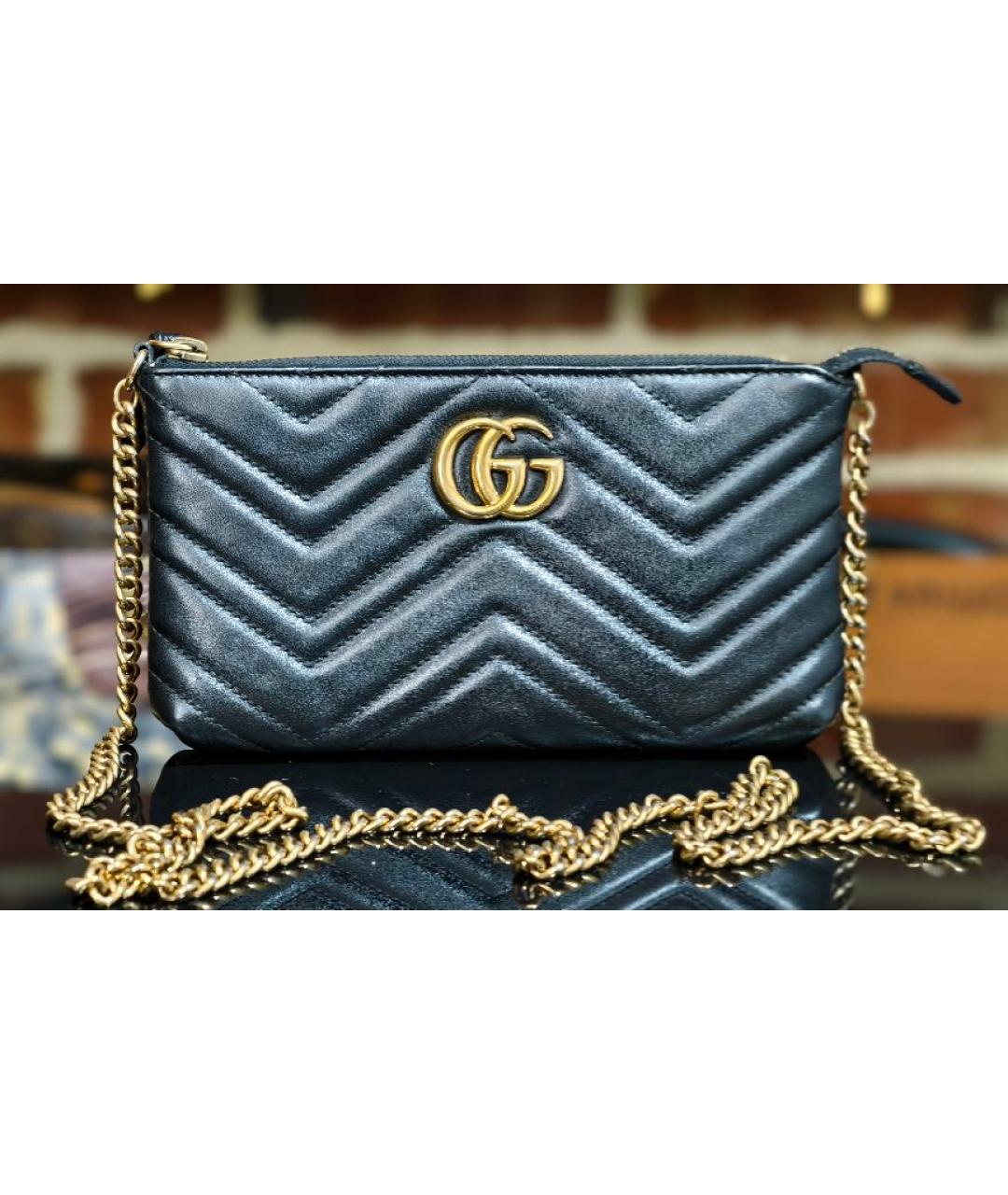 GUCCI Черная кожаная сумка с короткими ручками, фото 9