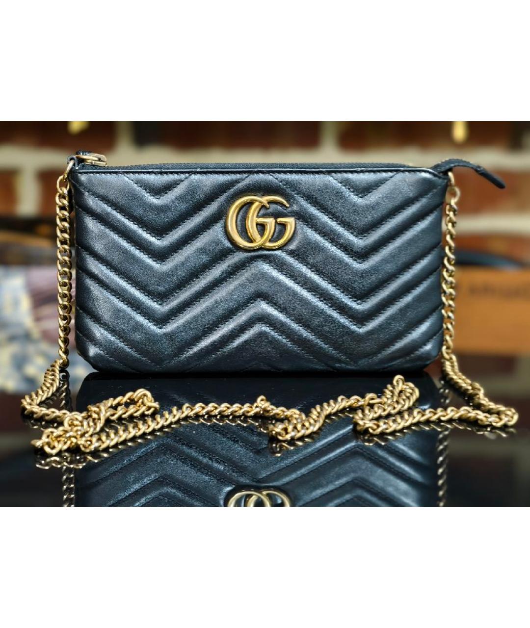 GUCCI Черная кожаная сумка с короткими ручками, фото 10