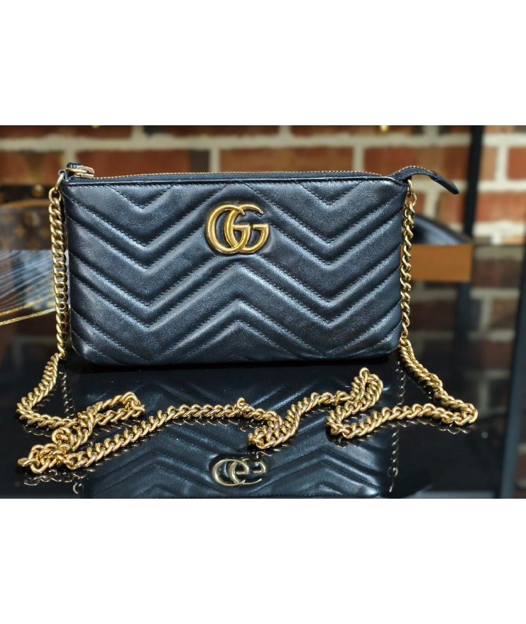 GUCCI Черная кожаная сумка с короткими ручками, фото 2
