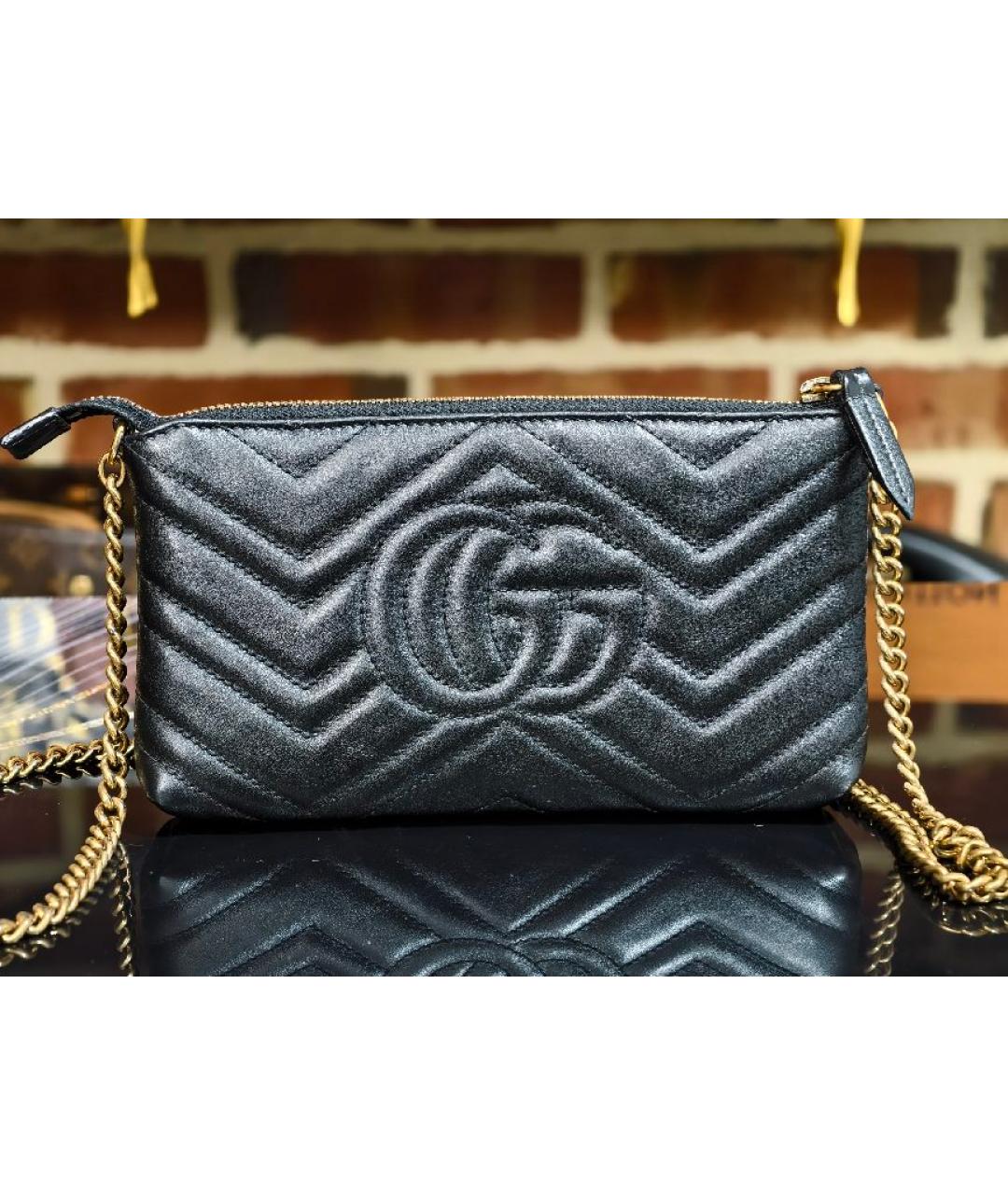 GUCCI Черная кожаная сумка с короткими ручками, фото 3