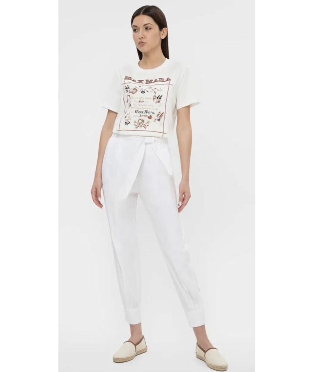 MAX MARA Белые хлопковые брюки узкие, фото 5