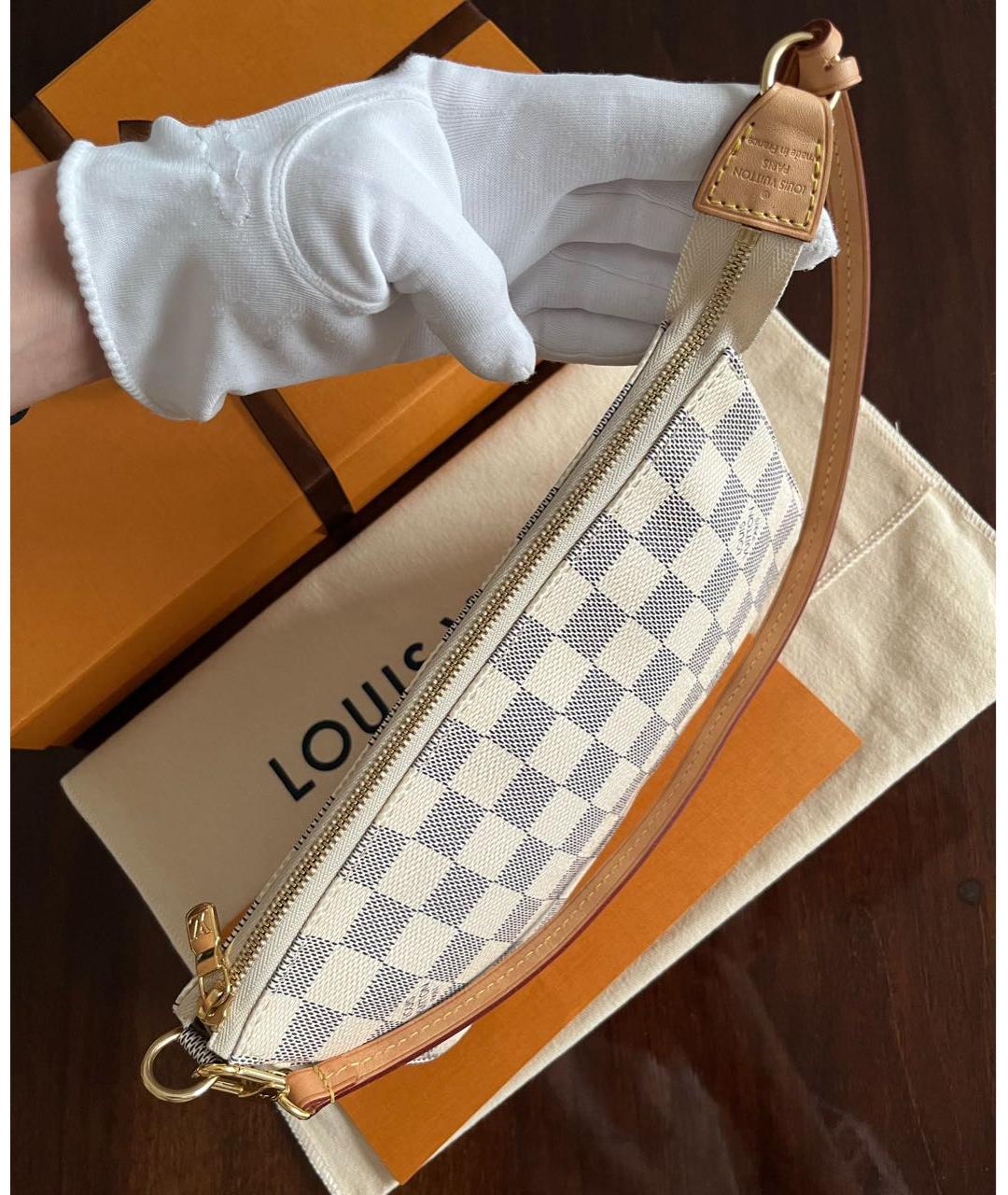 LOUIS VUITTON Бежевая кожаная сумка с короткими ручками, фото 7