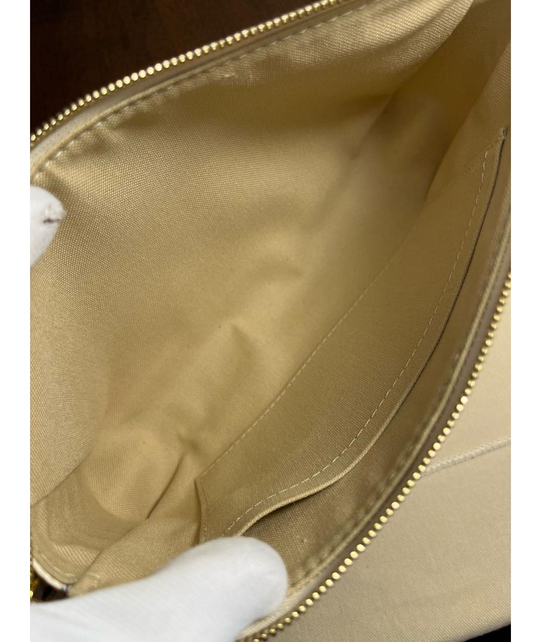 LOUIS VUITTON Бежевая кожаная сумка с короткими ручками, фото 5