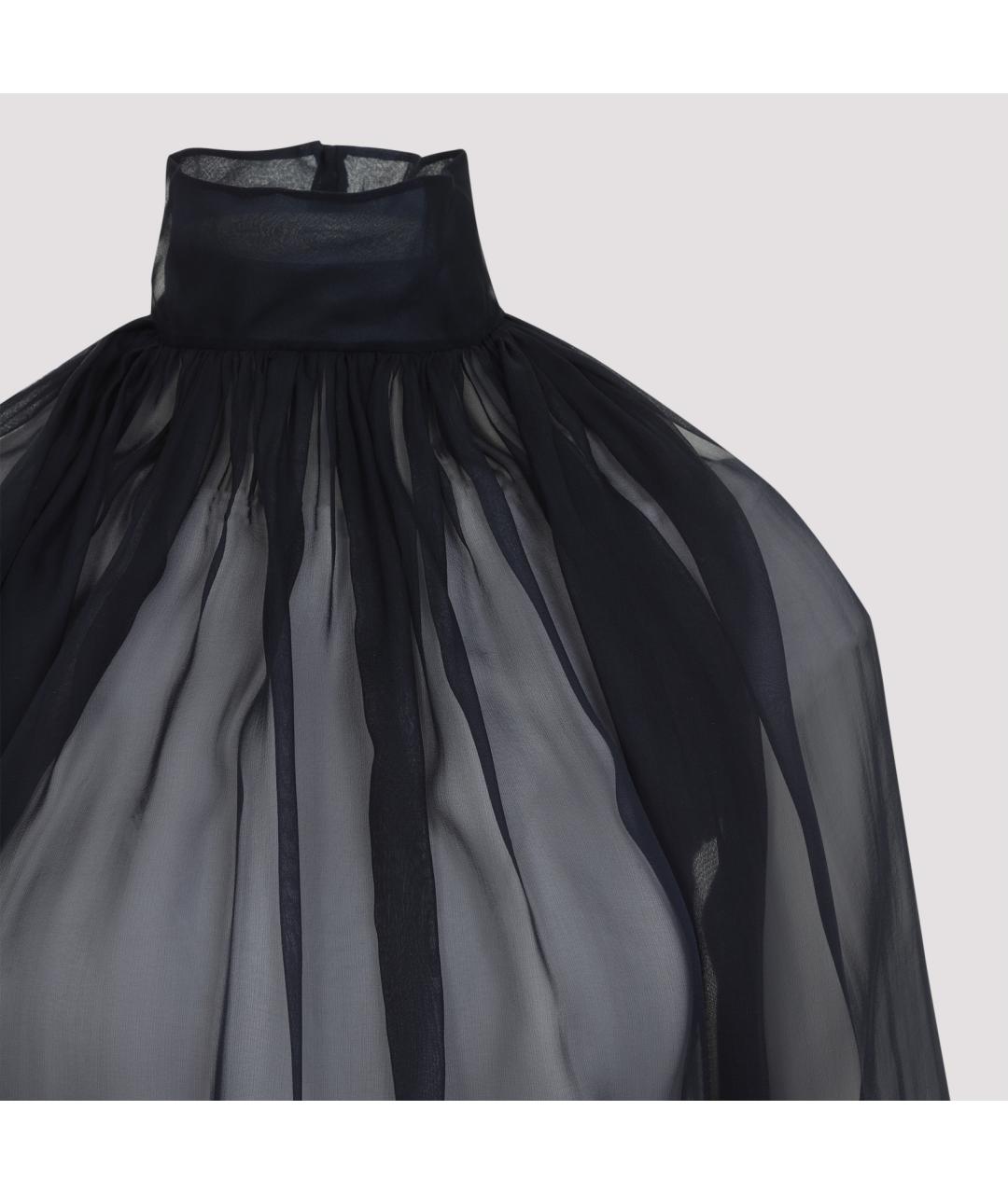 SAINT LAURENT Темно-синяя шелковая рубашка, фото 4
