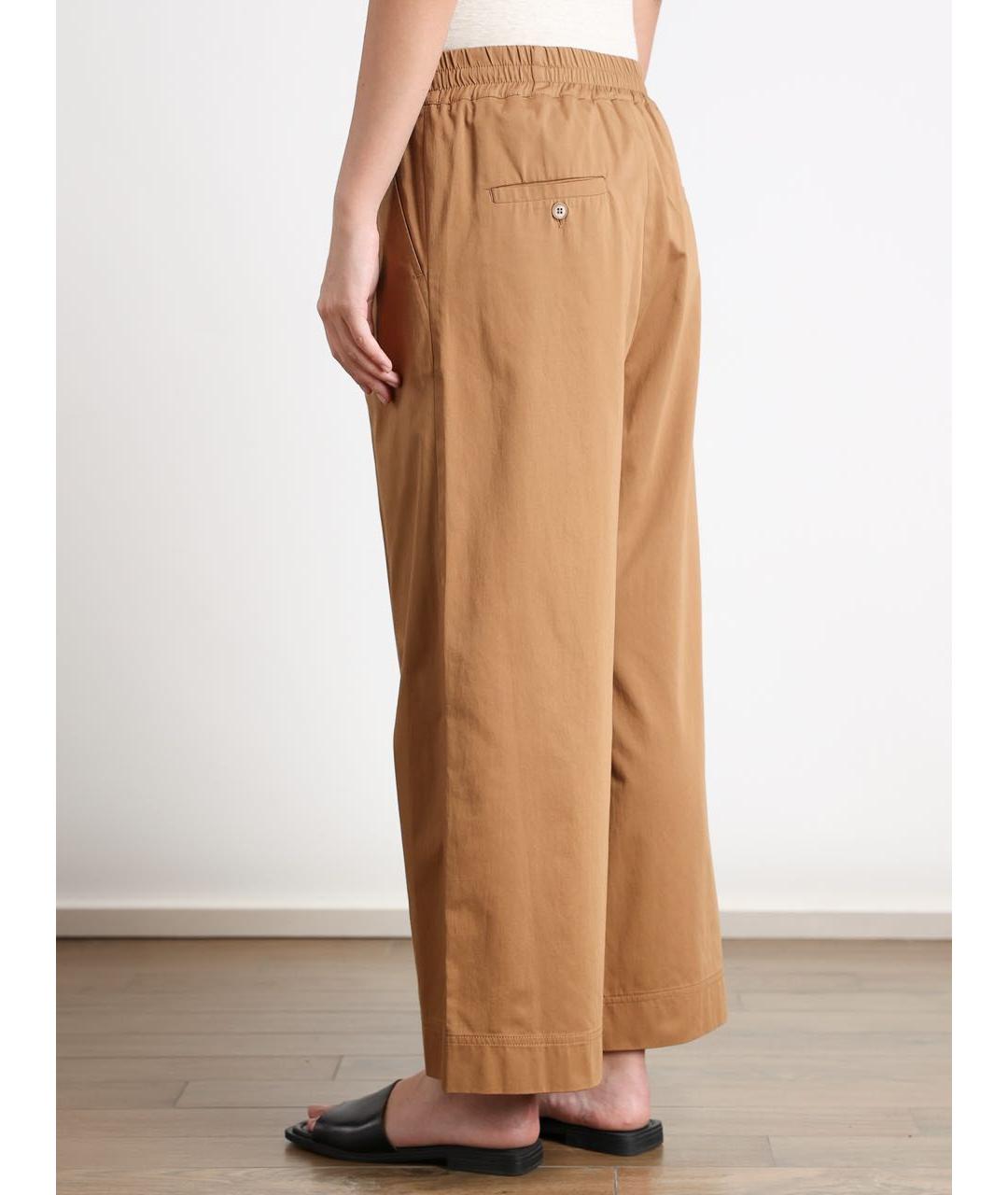MAX MARA Бежевые хлопковые брюки широкие, фото 2