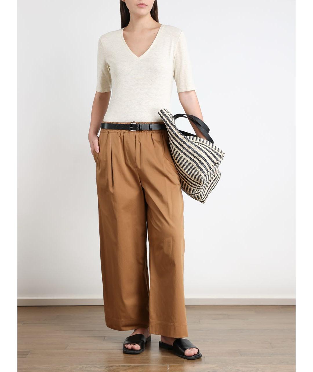 MAX MARA Бежевые хлопковые брюки широкие, фото 6
