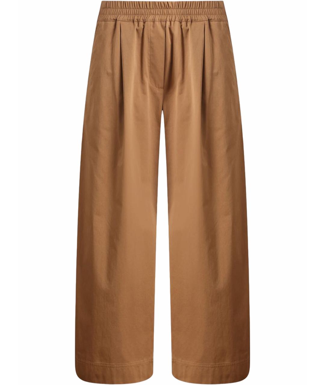 MAX MARA Бежевые хлопковые брюки широкие, фото 1
