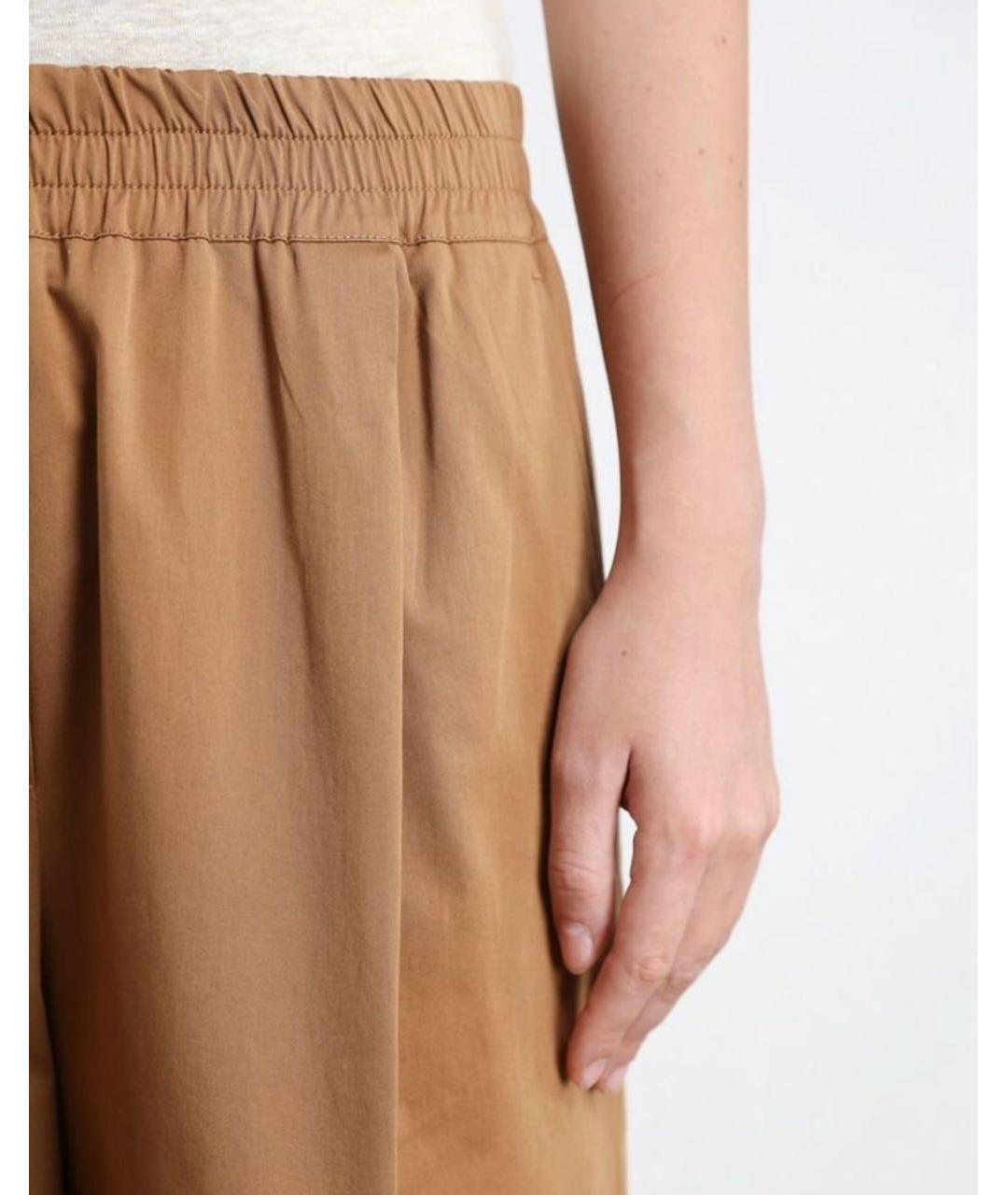 MAX MARA Бежевые хлопковые брюки широкие, фото 5