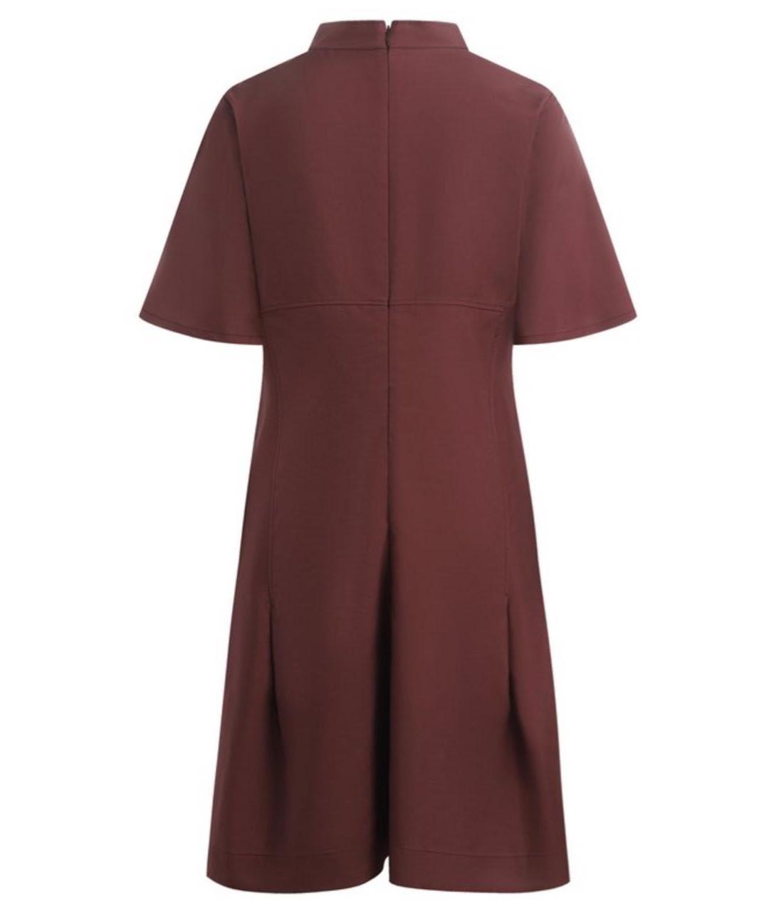 JIL SANDER Бордовое хлопко-эластановое повседневное платье, фото 2