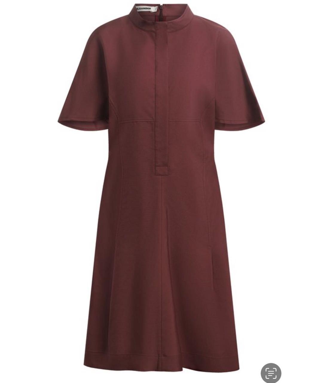 JIL SANDER Бордовое хлопко-эластановое повседневное платье, фото 4