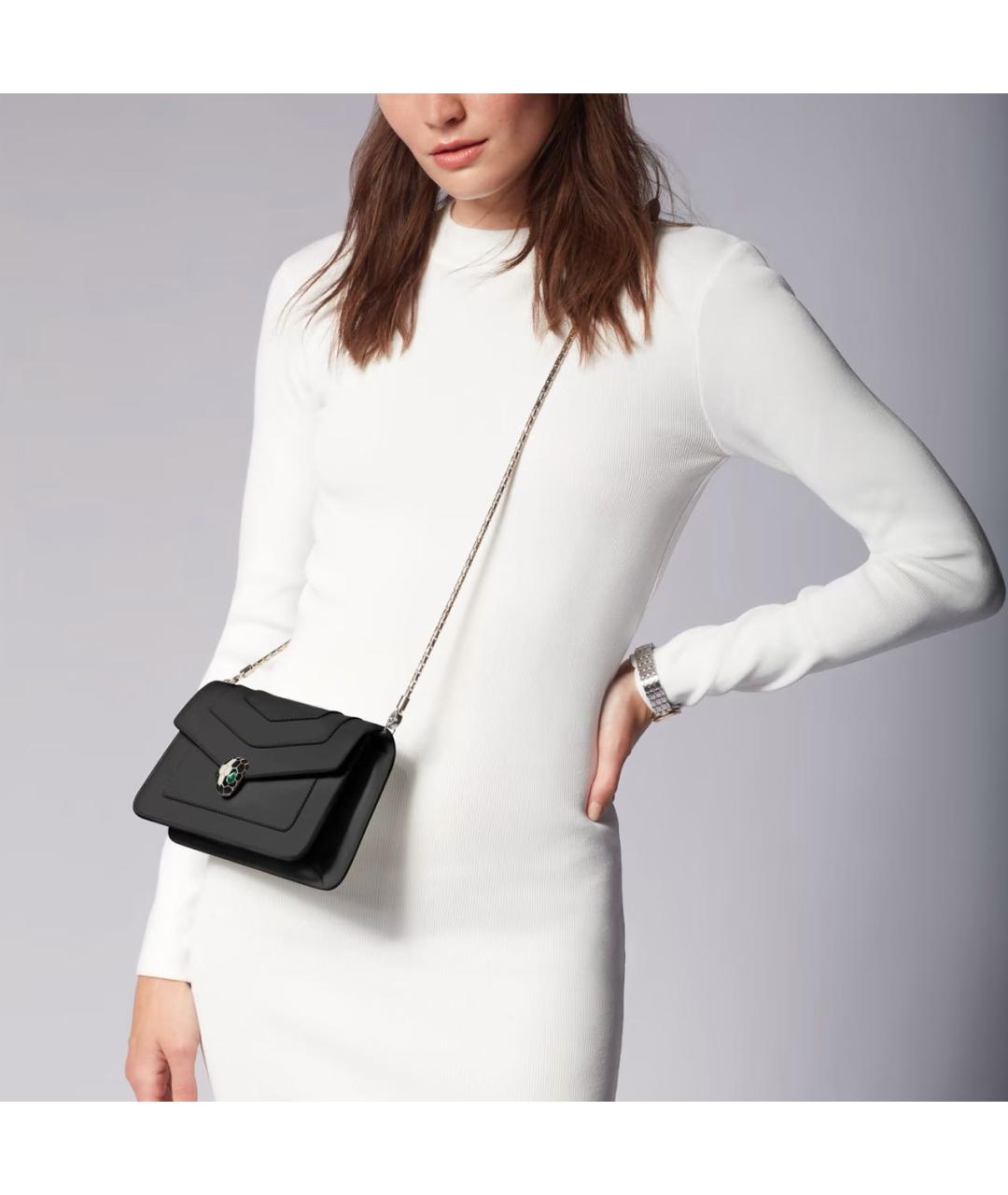 BVLGARI Черная кожаная сумка через плечо, фото 4
