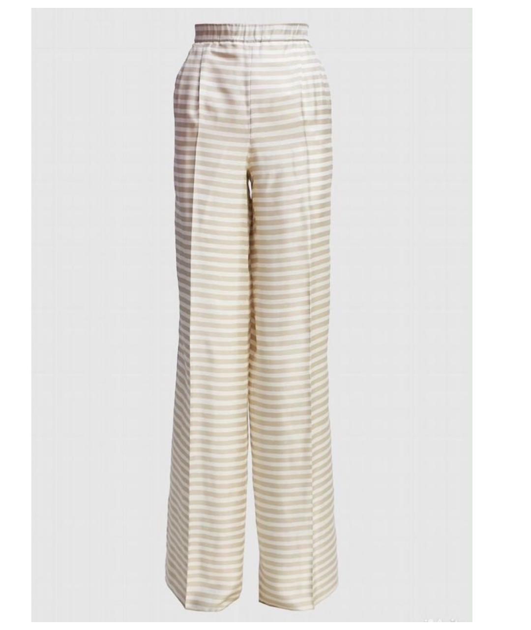 MAX MARA Бежевые шелковые брюки широкие, фото 6