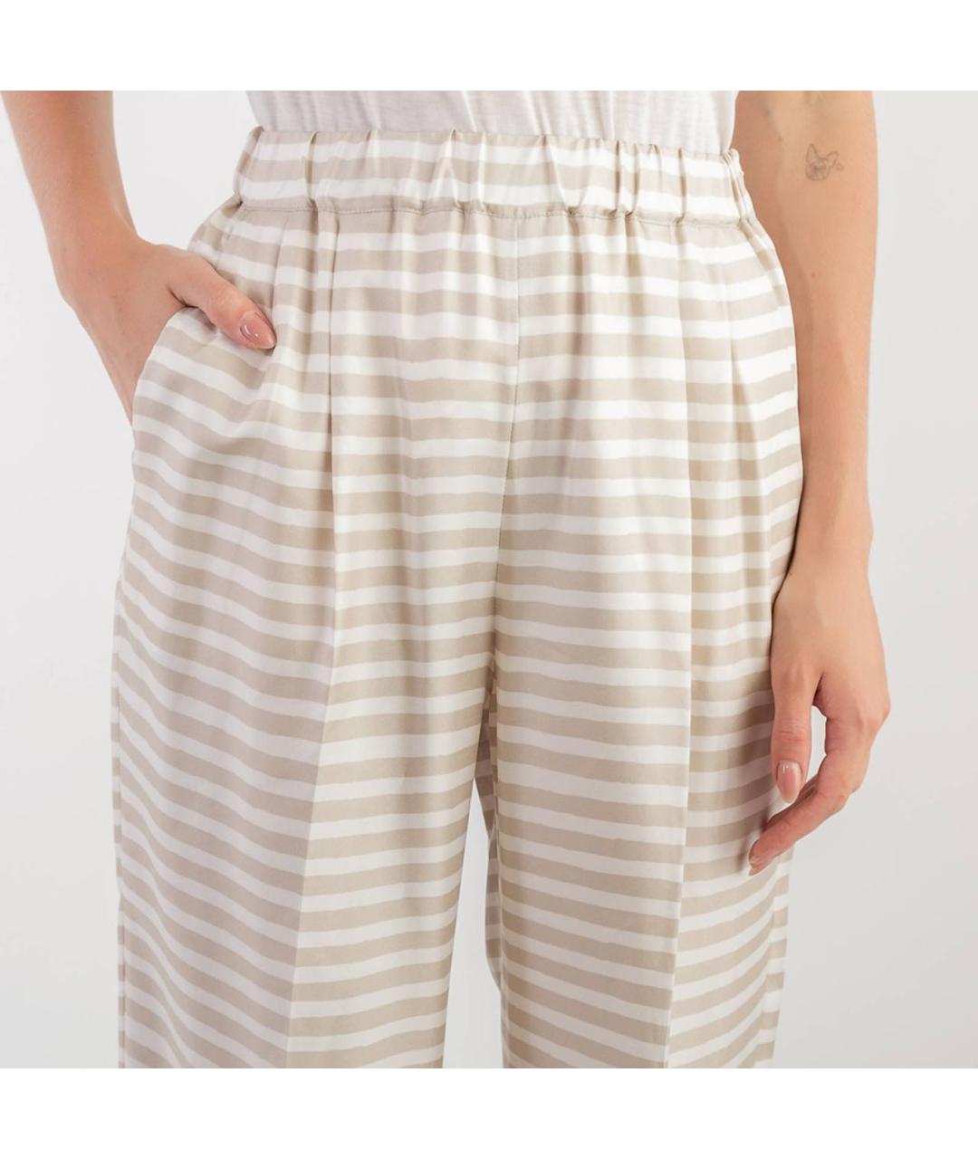MAX MARA Бежевые шелковые брюки широкие, фото 4