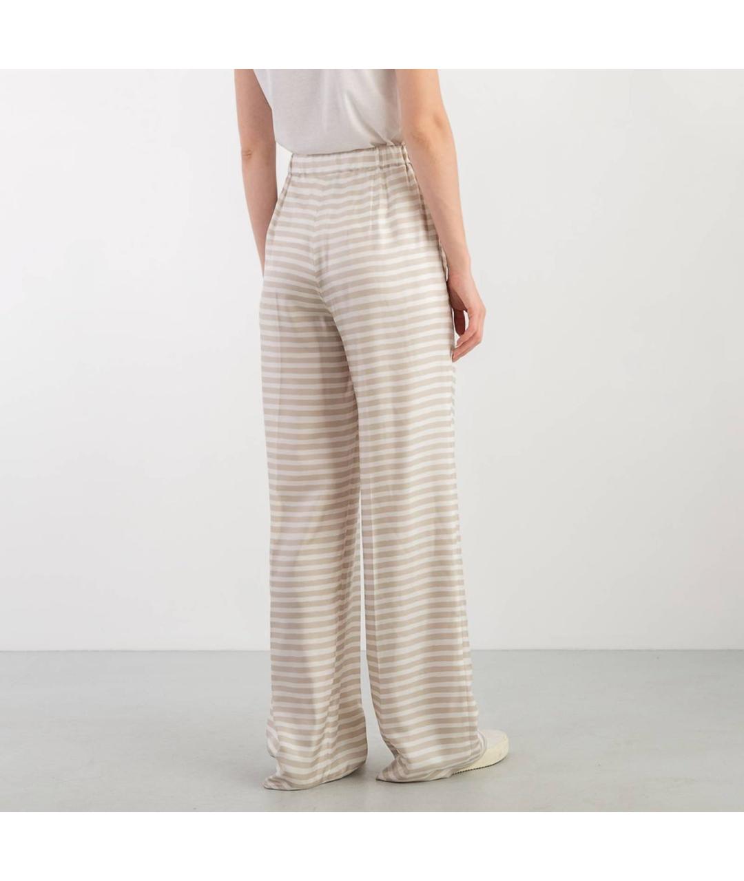 MAX MARA Бежевые шелковые брюки широкие, фото 2