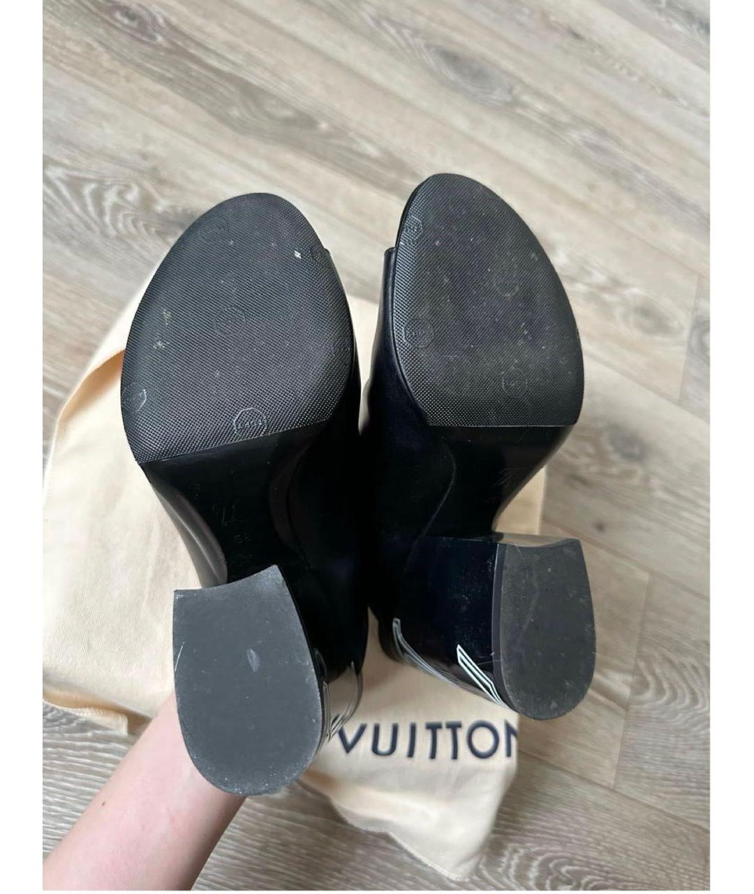LOUIS VUITTON Черные кожаные мюли, фото 5