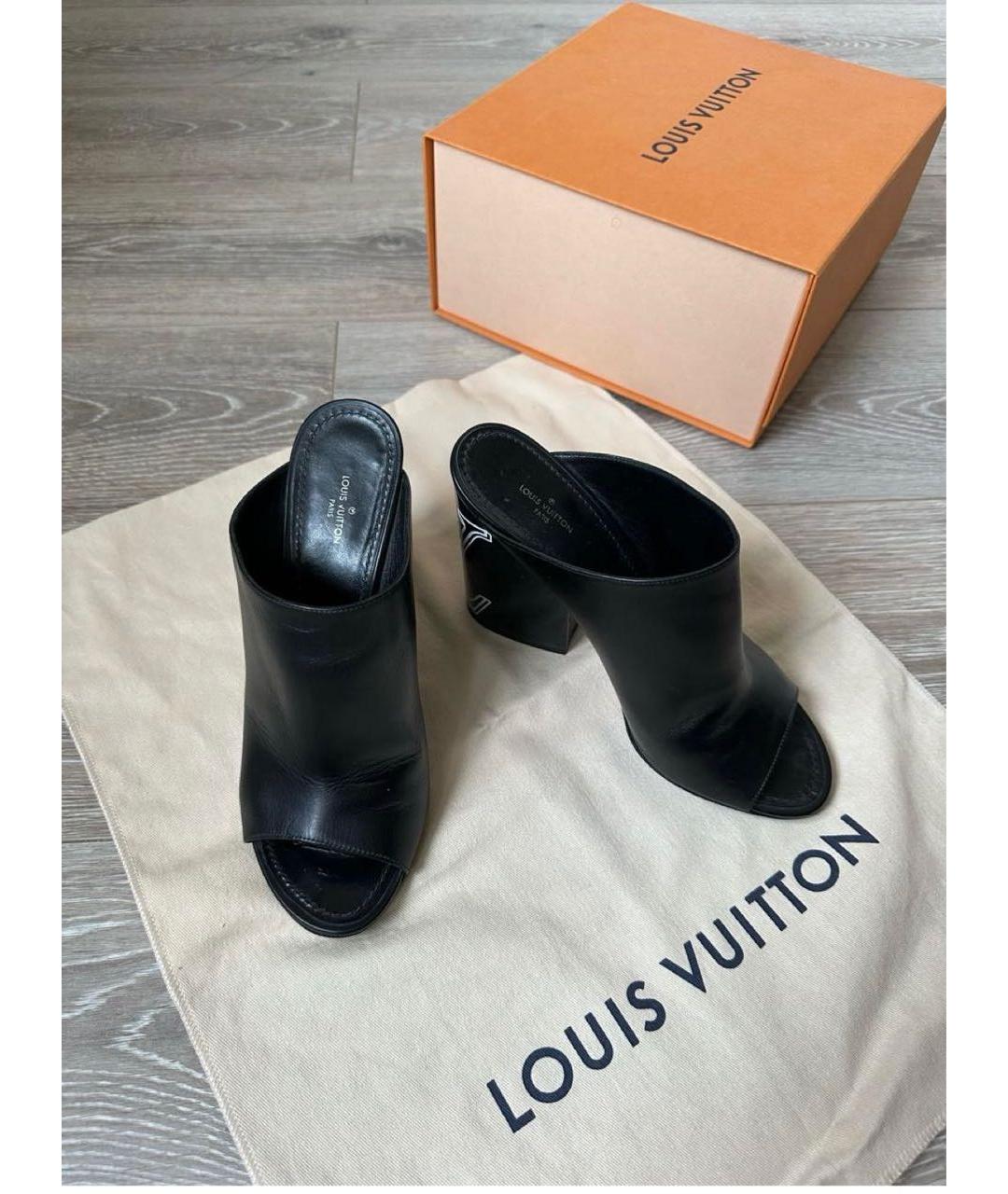 LOUIS VUITTON Черные кожаные мюли, фото 6