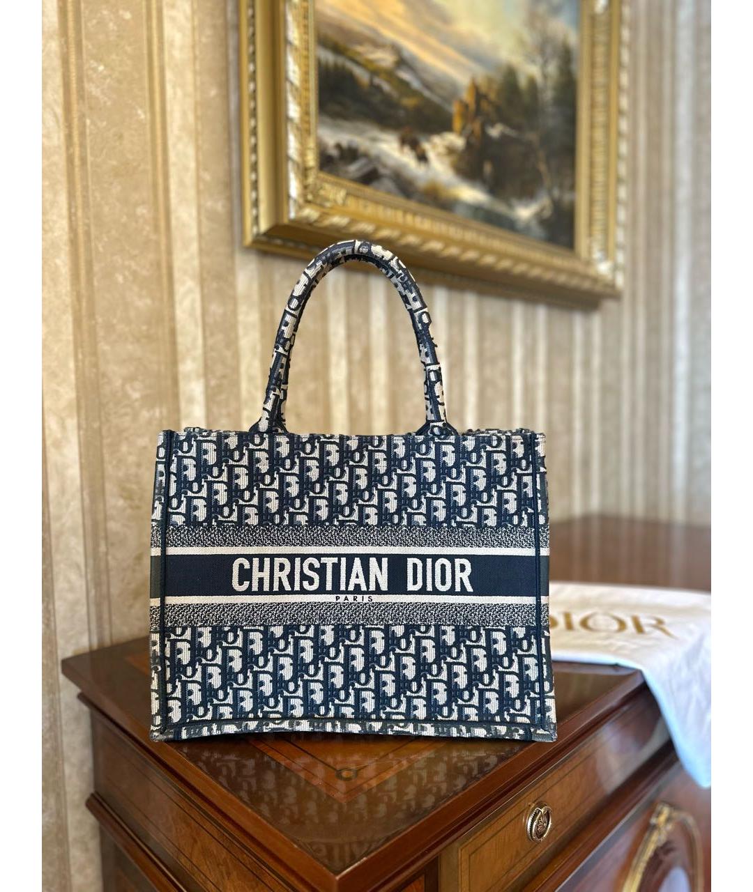 CHRISTIAN DIOR Белая тканевая сумка тоут, фото 3
